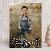 "Classic Lettered" - Holiday Cards in Snow by Laura Hankins - Front
