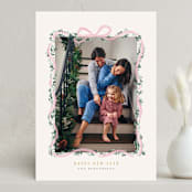 "Ribbonly Frame" - Holiday Cards in Blush by Itsy Belle Studio - Front