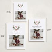 "Monogram Wreath" - Holiday Cards in Cardinal by Melanie Kosuge - Formats Available