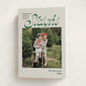 "Sleighs" - Holiday Cards in Evergreen by Megan Davis - Folded Card