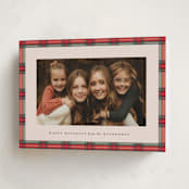 "Taffeta Tartan" - Holiday Cards in Holly Berry by Olivia Kanaley Inman - Folded Card