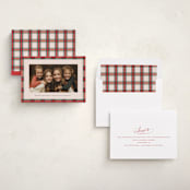 "Taffeta Tartan" - Holiday Cards in Holly Berry by Olivia Kanaley Inman - Assembled