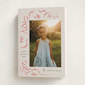"Sketched Florals" - Holiday Cards in Berry by Griffinbell Paper Co. - Folded Card