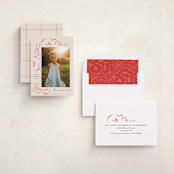 "Sketched Florals" - Holiday Cards in Berry by Griffinbell Paper Co. - Assembled