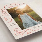 "Sketched Florals" - Holiday Cards in Berry by Griffinbell Paper Co. - Detail