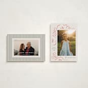 "Sketched Florals" - Holiday Cards in Berry by Griffinbell Paper Co. - Photo Orientation Options