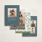 "Berry Garland" - Holiday Cards in Blue Spruce by Melinda Denison - Back of Card Options