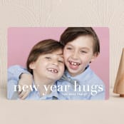"Sending Hugs" - Holiday Cards in Snow by Up Up Creative - Front