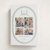 "Festive Monogram" - Holiday Cards in Evergreen by Corinne Malesic - Folded Card