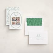 "Festive Monogram" - Holiday Cards in Evergreen by Corinne Malesic - Assembled