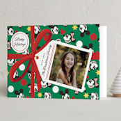 "Disney's Mickey & Minnie Gift Box" - Holiday Cards in Wreath by Becky Nimoy - Folded Card