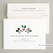 "Disney's Mickey & Minnie Gift Box" - Holiday Cards in Wreath by Becky Nimoy - FREE Recipient Addressing