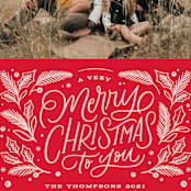 "Very Merry Christmas To You" - Holiday Cards in Cranberry by Kristen Smith - Detail