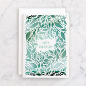 "Happy Anniversary Vines" - Single Greeting Cards in Greenery by Alethea and Ruth - Front