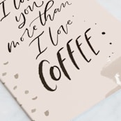 "I Love Coffee" - Single Greeting Cards in Blush by Leah Bisch - Close-Up