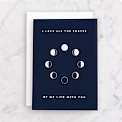 "Moon Phases" - Single Greeting Cards in Night Sky by Belia Simm - Front