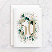 "Happy 50th Anniversary!" - Single Greeting Cards in Greenery by Phrosné Barwood - Front