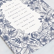 "Anniversary Floral" - Single Greeting Cards in Navy by Katharine Watson - Close-Up