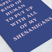 "Shenanigans" - Single Greeting Cards in Navy by Kacey Kendrick Wagner - Close-Up
