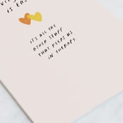 "Couple's Therapy" - Single Greeting Cards in Peach by Chelsea Petaja - Close-Up
