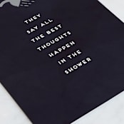 "Shower Thoughts" - Single Greeting Cards in Midnight by Amy Payne - Close-Up
