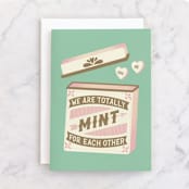 "We Are Mint For Each Other" - Single Greeting Cards in Mint by Jess Miller Draws - Front