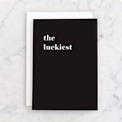 "The very luckiest" - Single Greeting Cards in Charcoal by Amy Kross - Front
