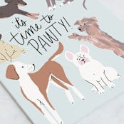 "Pup Party" - Single Greeting Cards in Sky by Everett Paper Goods - Close-Up