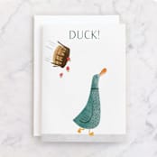 "Duck!" - Single Greeting Cards in Teal by Gila von Meissner - Front