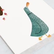 "Duck!" - Single Greeting Cards in Teal by Gila von Meissner - Close-Up