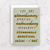"Not Just Today" - Single Greeting Cards in Moss by Kelsey Mucci - Front