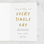 "Not Just Today" - Single Greeting Cards in Moss by Kelsey Mucci - Customizable Interior Example