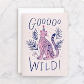 "Goooo Wild" - Single Greeting Cards in Blush by Kristen Smith - Front