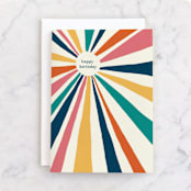 "Vintage Sunburst" - Single Greeting Cards in Rainbow by Kristen Knechtel - Front