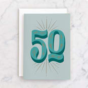 "50th Birthday" - Single Greeting Cards in Denim by Gia Graham - Front