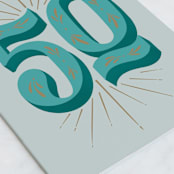 "50th Birthday" - Single Greeting Cards in Denim by Gia Graham - Close-Up