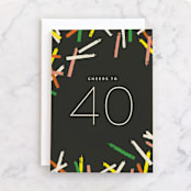 "Happy 40th Birthday!" - Single Greeting Cards in Bright Mix by Oscar and Emma - Karly Depew - Front