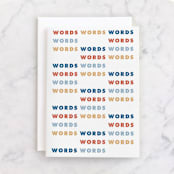 "words words words" - Single Greeting Cards in Royal by Kamala Nahas - Front