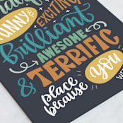 "Wonderful" - Single Greeting Cards in Denim by Emily Skinner - Close-Up