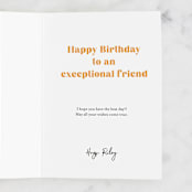 "Exceptional friend" - Single Greeting Cards in Navy by Jackie Crawford - Customizable Interior Example