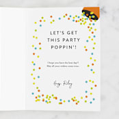 "Party Poppers" - Single Greeting Cards in Ink by Itsy Belle Studio - Customizable Interior Example