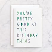 "birthday pro" - Single Greeting Cards in Snow by Lori Wemple - Front