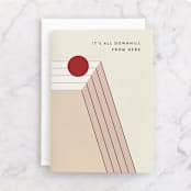 "Downhill" - Single Greeting Cards in Cream by Kamala Nahas - Front