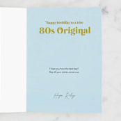 "80s Original" - Single Greeting Cards in Powder Blue by Lottie Aldarwish - Customizable Interior Example