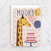 "Giraffe birthday" - Single Greeting Cards in Blush by Sabrin Deirani - Front
