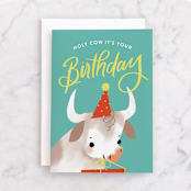 "Holy Cow" - Single Greeting Cards in Teal by Itsy Belle Studio - Front