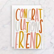 "friendly" - Single Greeting Cards in Tangerine by Marabou Design - Front