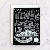 "Yeah Chalkboard" - Single Greeting Cards in Noir by Hannah Williams - Front