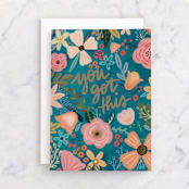 "You Got This - Floral" - Single Greeting Cards in Peach by Noonday Design - Front