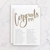 "All-Purpose Congrats" - Single Greeting Cards in Gold by Jess Wilson - Front